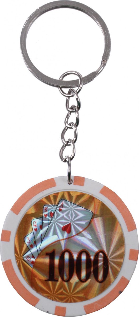 Lg-imports Sleutelhanger Pokerfiche 4 Cm Aluminium Oranje