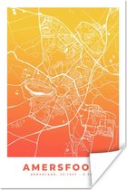 Poster Stadskaart - Amersfoort - Oranje - Geel - 20x30 cm - Plattegrond