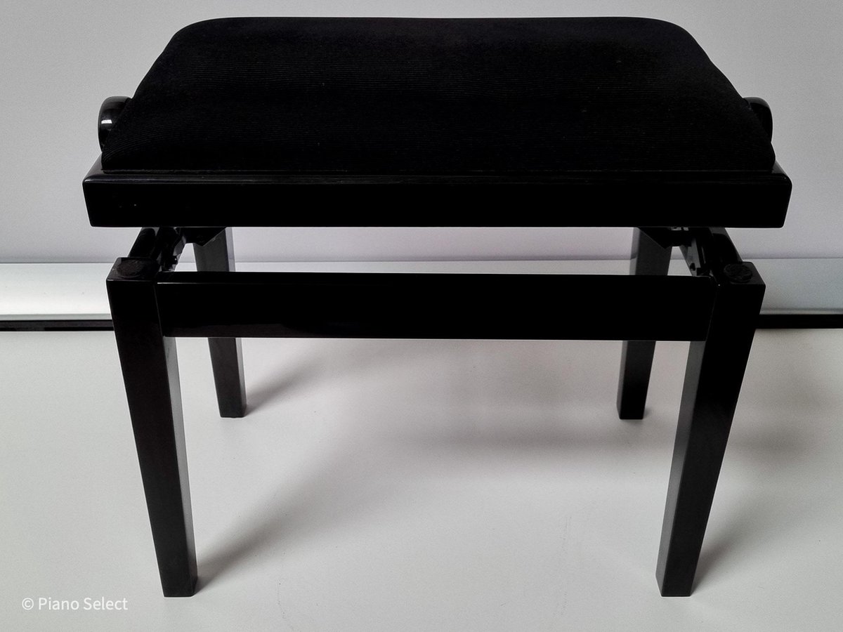 banc de piano avec assise réglable (55,5x32,5x48-56cm), noir brillant avec  assise en