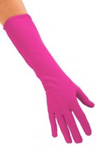 6 x Handschoenen nylon lang pink assortie maten M, L en XL
