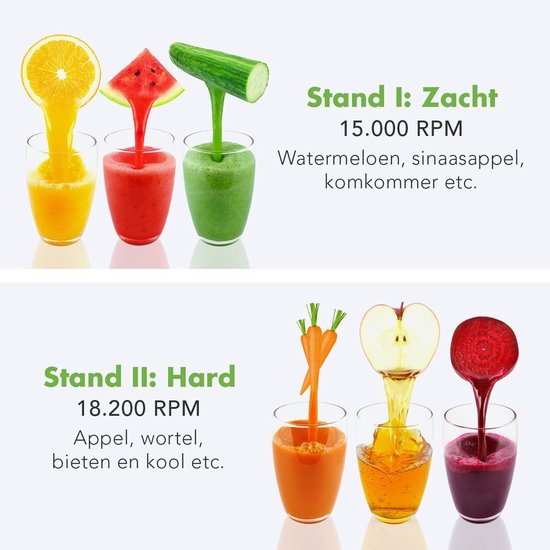 KitchenBrothers Sapcentrifuge - Voor Groenten en Fruit - BPA Vrij - Juicer - Slowjuicer - Met Pulpcontainer - 1100ml - 800W - Zwart