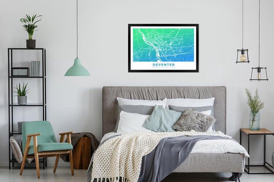 Cadre photo avec affiche - Plan de la ville - Deventer - Nederland - 90x60 cm - Cadre pour affiche