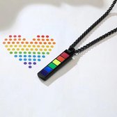 Pride Ketting - LGBTQ - Regenboog Staaf - Zwart