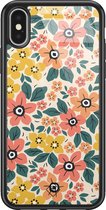iPhone X/XS hoesje glass - Blossom | Apple iPhone Xs case | Hardcase backcover zwart