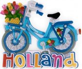 magneet fiets Holland 6 x 6 cm polysteen blauw