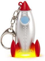 sleutelhanger raket led 2,8 x 5,8 cm zilver/rood
