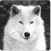 Muismat - Arctische Wolf - zwart wit - 20x20 cm -