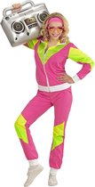 Widmann - Jaren 80 & 90 Kostuum - Retro Trainingspak Miss Druk - Vrouw - roze - XXL - Carnavalskleding - Verkleedkleding