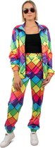 Jaren 80 & 90 Kostuum | Jaren 80 Retro Trainingspak Multicolor Ruit Dames | Vrouw | Medium | Carnavalskleding | Verkleedkleding