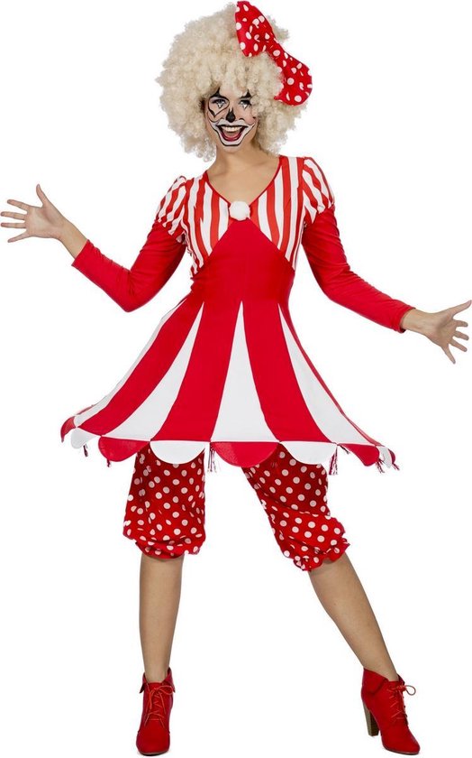 Foto: Wilbers wilbers circus kostuum levende circustent clown vrouw rood wit beige maat 36 carnavalskleding verkleedkleding