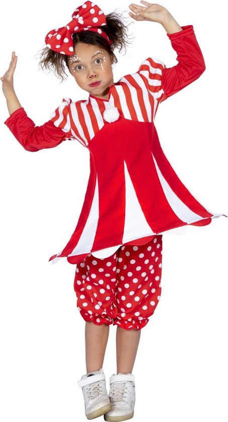 Foto: Wilbers wilbers circus kostuum levende circustent clown meisje rood wit beige maat 152 carnavalskleding verkleedkleding