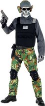Widmann - Leger & Oorlog Kostuum - Zombie Soldaat Eeuwige Slagvelden Groen Camouflage - Jongen - Groen, Zwart, Grijs - Maat 158 - Halloween - Verkleedkleding