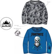 Fortnite - T-shirts 2-pack long sleeves - 100% katoen | Populaire game | Kleur Grijs en blauw - Maat 122cm / 7 Jaar