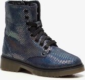 Groot leren meisjes veterboots - Blauw - Maat 32 - Echt leer