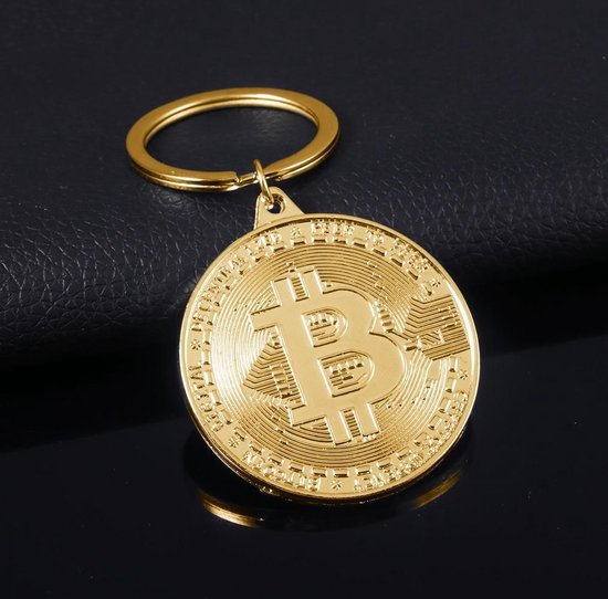 Porte-clés de Luxe Bitcoin - Crypto Keychain Gold Edition - Porte-clés en métal doré - Porte-clés de voiture - Porte-clés de vélo - Cadeau Uniek