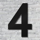 Huisnummer 4 – Zwart Huisnummer 20 cm hoog – Kunststof Huisnummer