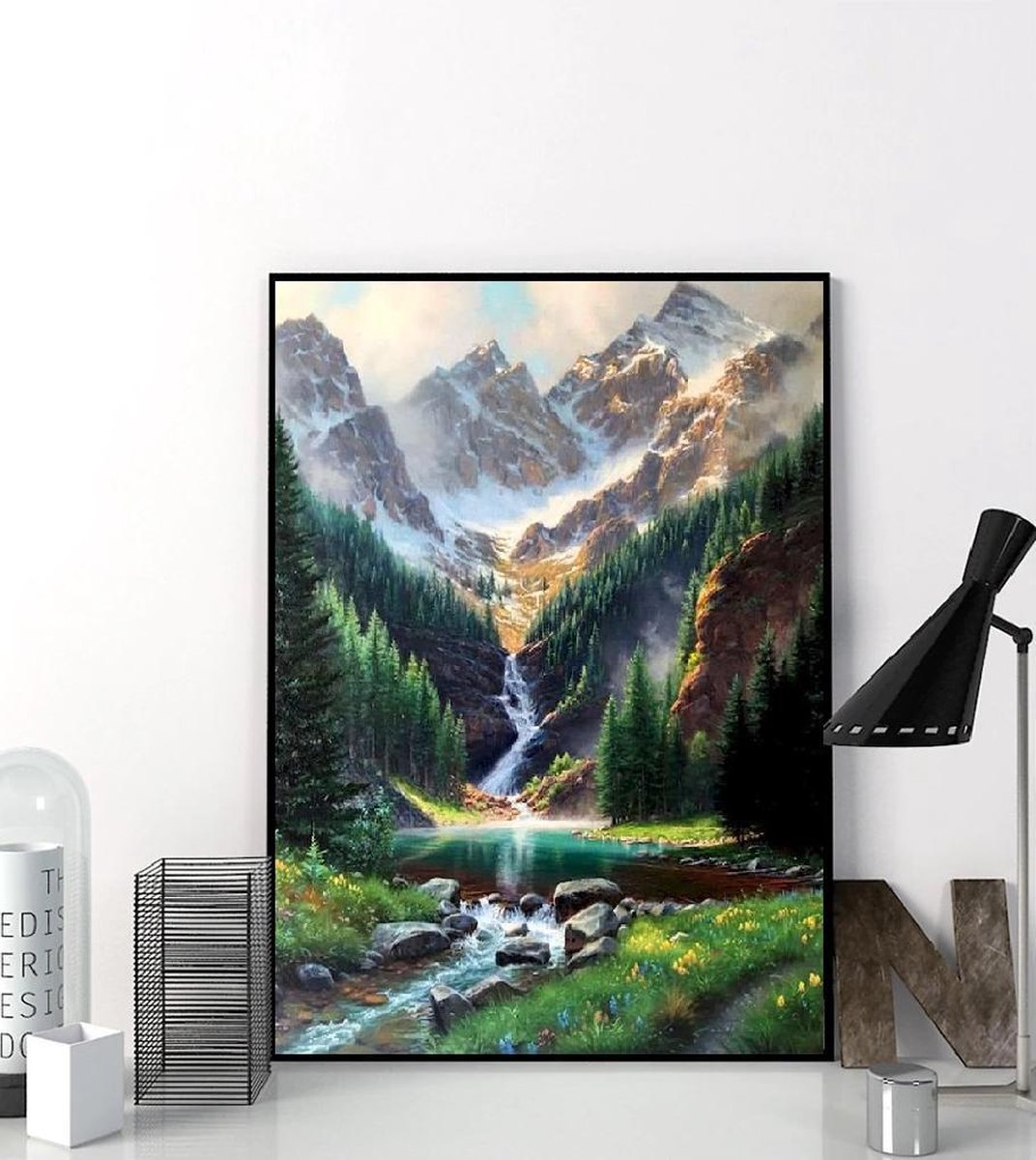 Lienz® Diamond Painting volwassenen 40x50cm – Rond – Landschap – Waterval - Pakket Volwassenen — afbeelding 4