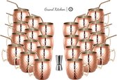 GrandKitchen - 24x Moscow Mule Bekers + Gratis Rietjes & Jiggers