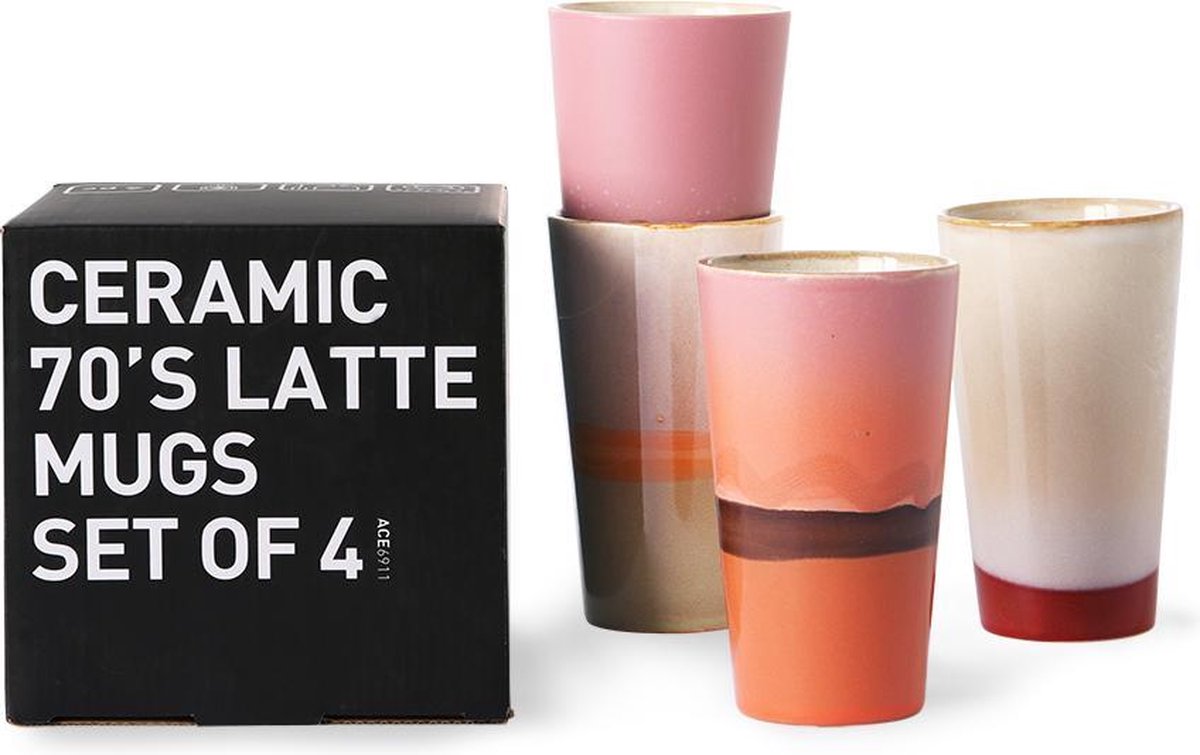 HK Living Latte mugs (set van 4) | bol.com