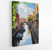 Canvas schilderij - Boats in narrow venetian water canal, Italy -  1101255482 - 50*40 Vertical