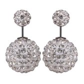 Fako Bijoux® - Oorbellen - Double Disco Dots - Wit