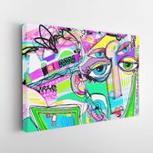 Canvas schilderij - Abstract digital painting of human face, colorful composition in contemporary modern art, perfect for interior design, page decoration, web and other, raster ve