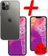 iPhone 13 Pro Max Hoesje Siliconen Met 2x Screenprotector Tempered Glass - iPhone 13 Pro Max Screen Protector 2x Beschermglas Full Screen Hoes Back Case - Transparant