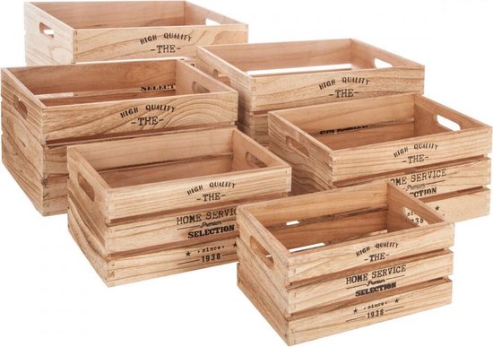 offset draai twee weken Set 6 houten kisten ( kratten ) | bol.com