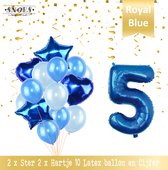 Cijfer Ballon 5 Jaar * Hoera 5 Jaar Verjaardag Decoratie  Set van 15 Ballonnen * 80 cm Verjaardag Nummer Ballon * Snoes * Verjaardag Versiering * Kinderfeestje * Royal Blue * Numme