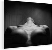 Artaza Glasschilderij - Vrouwen Borsten - Erotiek - Zwart Wit - 100x80 - Groot - Plexiglas Schilderij - Foto op Glas