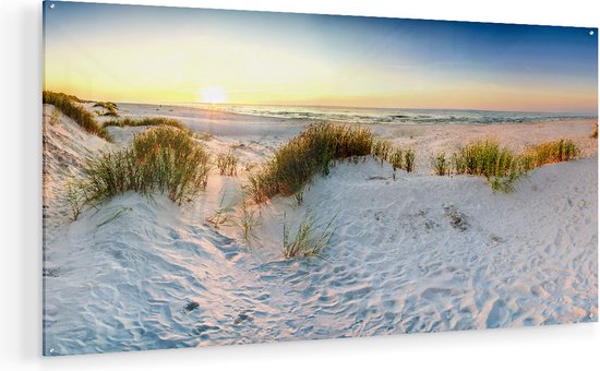 Peinture sur verre Artaza - Plage et dunes au coucher du soleil - 140 x 70 - Groot - Peinture sur plexiglas - Photo sur Glas