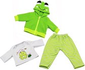 Dolldreams Poppenkleertjes - Kikker kledingset: Groen jasje met ogen, broek en shirt - Dieren kleding geschikt voor Baby Born tot 43CM