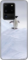 Geschikt voor Samsung Galaxy S20 Ultra hoesje - Pinguïn - IJs - Winter - Siliconen Telefoonhoesje