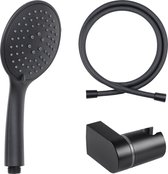 Differnz Handdouche - 3 Standen - Met Doucheslang 1.5 m - Handdouche Houder Kantelbaar - Zwart