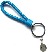 Sleutelhanger - Licht Blauw - Hardlopen - Halve Marathon - Triathlon - 21.1 - Sport - Hanger - Leer - Kleur - Sportsieraad - Sieraad - Sportsieraden - Sieraden - Team - Teamkado