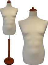 Ecru heren paspop - torso - buste - met bruine ronde staander