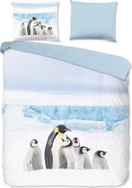 Warme Flanel Lits-jumeaux Dekbedovertrek Pinguins | 240x200/220 | Hoogwaardig En Zacht | Ideaal Tegen De Kou | Luxe Kwaliteit | Inclusief 2 Kussenslopen