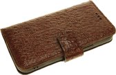 Made-NL Handgemaakte ( Apple iPhone 13 mini ) book case Bruin glad robuuste struisvogel print leer