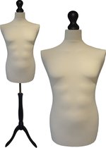 Paspop Ecru - Paspop Heren - Mannequin - Mannequin Man - Zwarte Driepoot - Paspop Buste Torso - Paspoppen - Etalagepop - Verstelbaar
