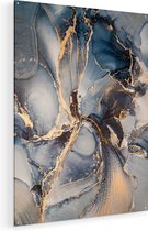 Artaza Glasschilderij - Abstracte Luxe Kunst - Zwart met Goud - 90x120 - Groot - Plexiglas Schilderij - Foto op Glas