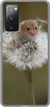 Geschikt voor Samsung Galaxy S20 FE hoesje - Muis - Jong - Bloemen - Siliconen Telefoonhoesje