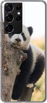 Geschikt voor Samsung Galaxy S21 Ultra hoesje - Panda - Boom - Licht - Siliconen Telefoonhoesje