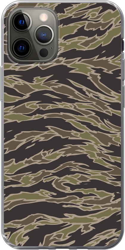Coque iPhone 12 Pro - Motif camouflage à rayures - Coque en Siliconen pour téléphone