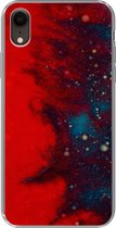 Geschikt voor iPhone XR hoesje - Inkt - abstract - Rood - Blauw - Siliconen Telefoonhoesje