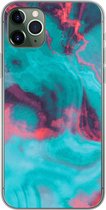 Geschikt voor iPhone 11 Pro Max hoesje - Abstract - Neon - Roze - Blauw - Siliconen Telefoonhoesje - Verjaardag cadeau tiener
