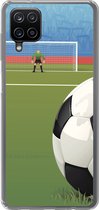 Geschikt voor Samsung Galaxy A12 hoesje - Een illustratie van een voetbal op het veld in het stadion - Jongens - Meiden - Kids - Siliconen Telefoonhoesje