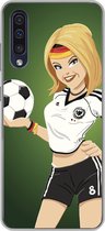 Geschikt voor Samsung Galaxy A50 hoesje - Een illustratie van een meisje met Duitse kleding en een voetbal - Meiden - Meisjes - Kinderen - Siliconen Telefoonhoesje