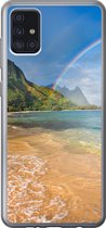 Geschikt voor Samsung Galaxy A52 5G hoesje - Een mooie regenboog bij Tunnels Beach op Hawaii - Siliconen Telefoonhoesje