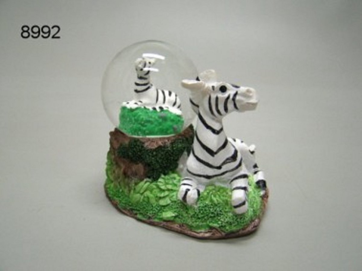 Geharo Sneeuwbol zebra - hoogte 11 cm - polystone en glas