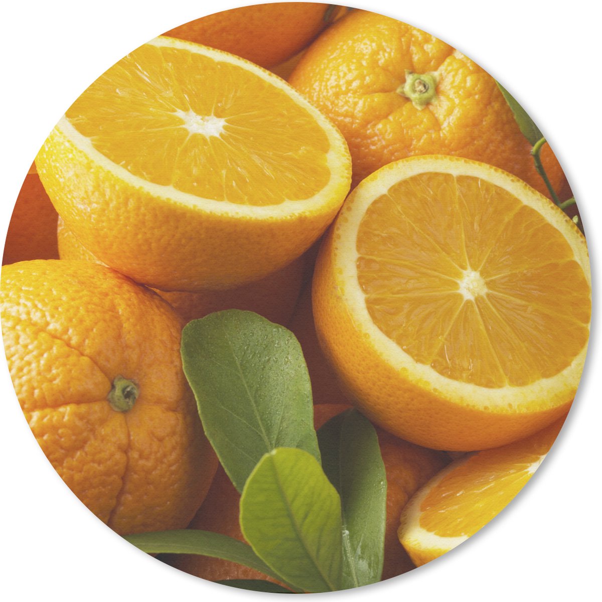 Muismat rond 20x20 cm - Mousepad Sinaasappel - Fruit - Oranje - Ronde muismatten